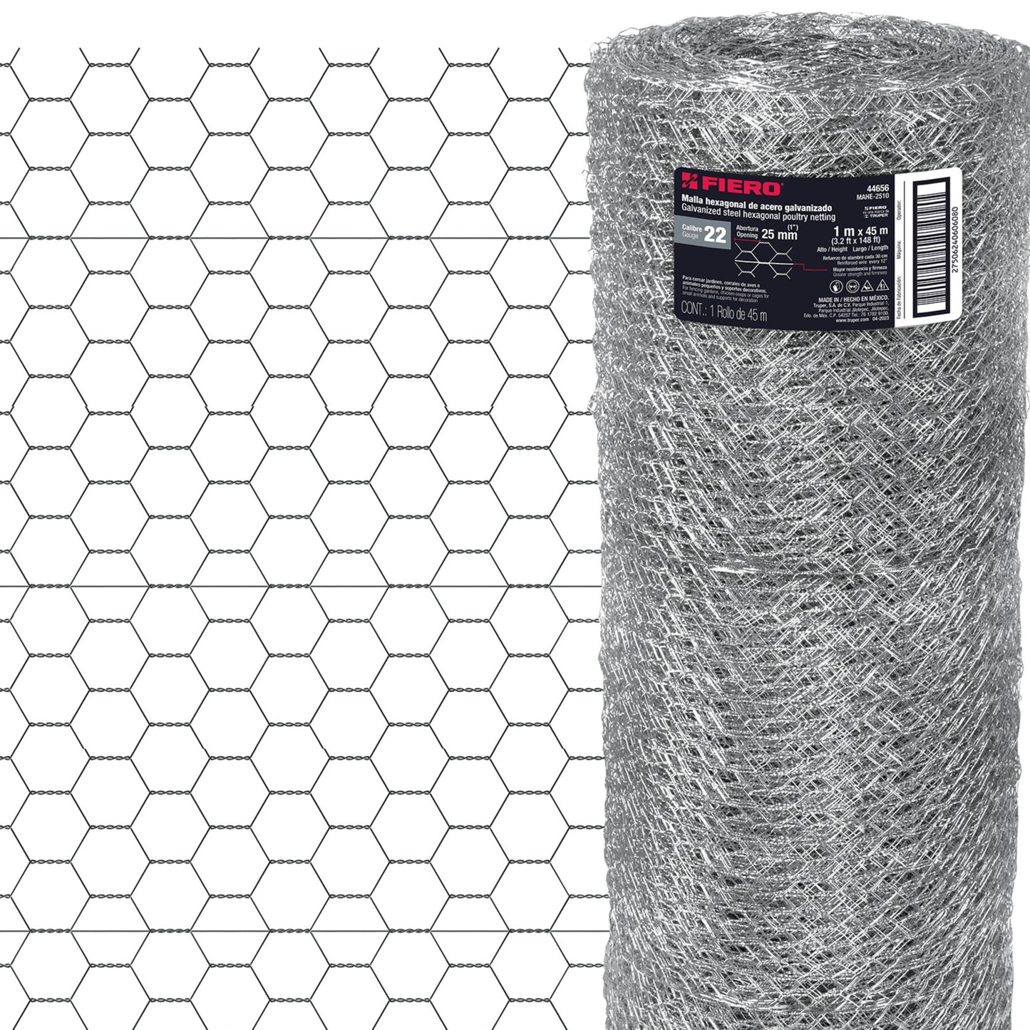 MALLA HEXAGONAL MAHE2510 POLLERA 1X25x45M.FIERO