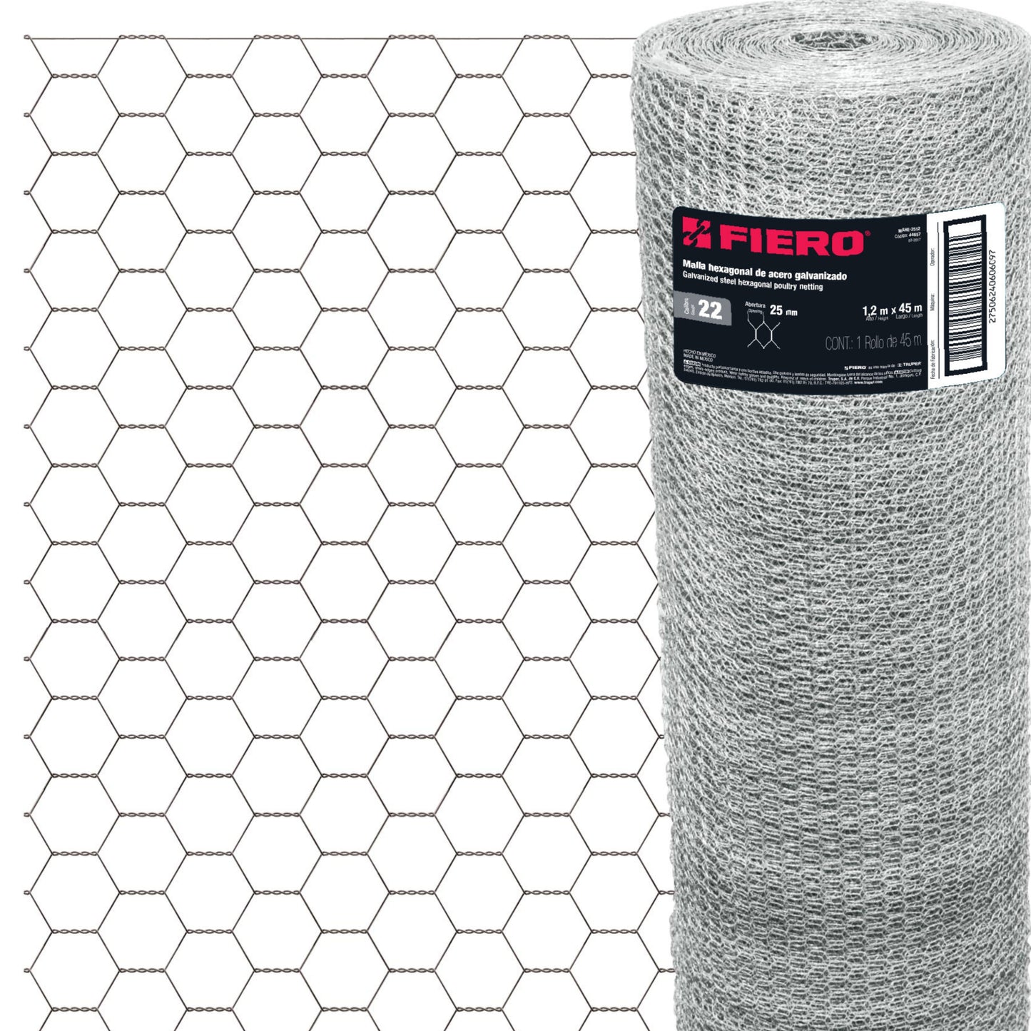 MALLA HEXAGONAL MAHE2512 POLLERA 1.20X25X45M.FIERO