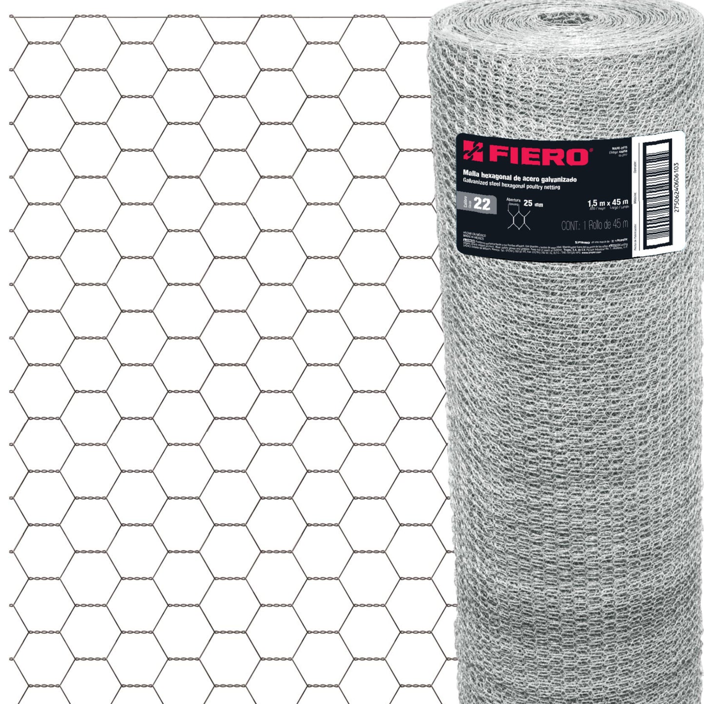 MALLA HEXAGONAL MAHE2515 POLLERA 1.5X25X45M FIERO