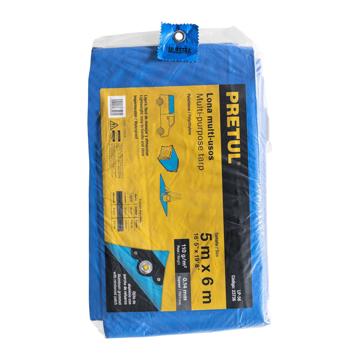 LONA LP56 POLIETILENO 5X6 MTS. AZUL PRETUL