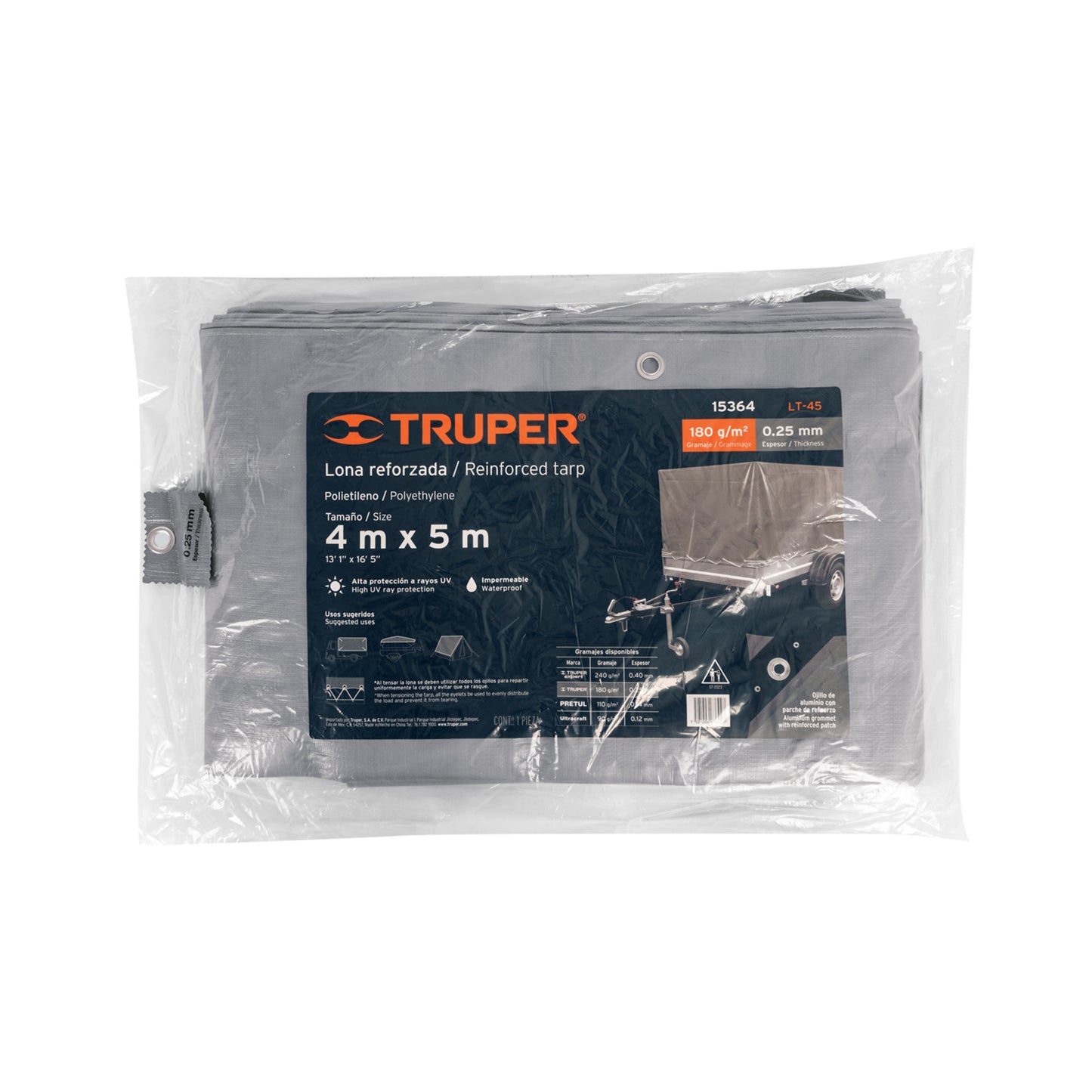 LONA LT45 POLIETILENO 4X5 MTS.REF.GRIS TRUPER