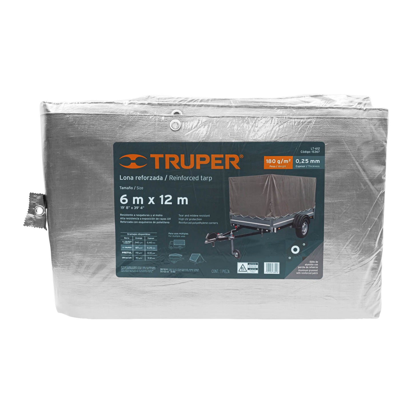 LONA LT612 POLIETILENO 6X12 MT.REF.GRIS TRUPER