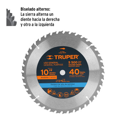 SIERRA ST1040 P/MADERA 10 x 5/8 40 DIENTES TRUPER