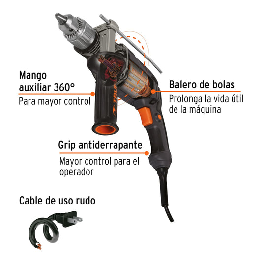 TALADRO TAL1/2N INDUSTRIAL 700W TRUPER