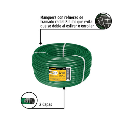 MANGUERA MAN1/2PR REFORZADA 3 CAPAS R/100 M PRET