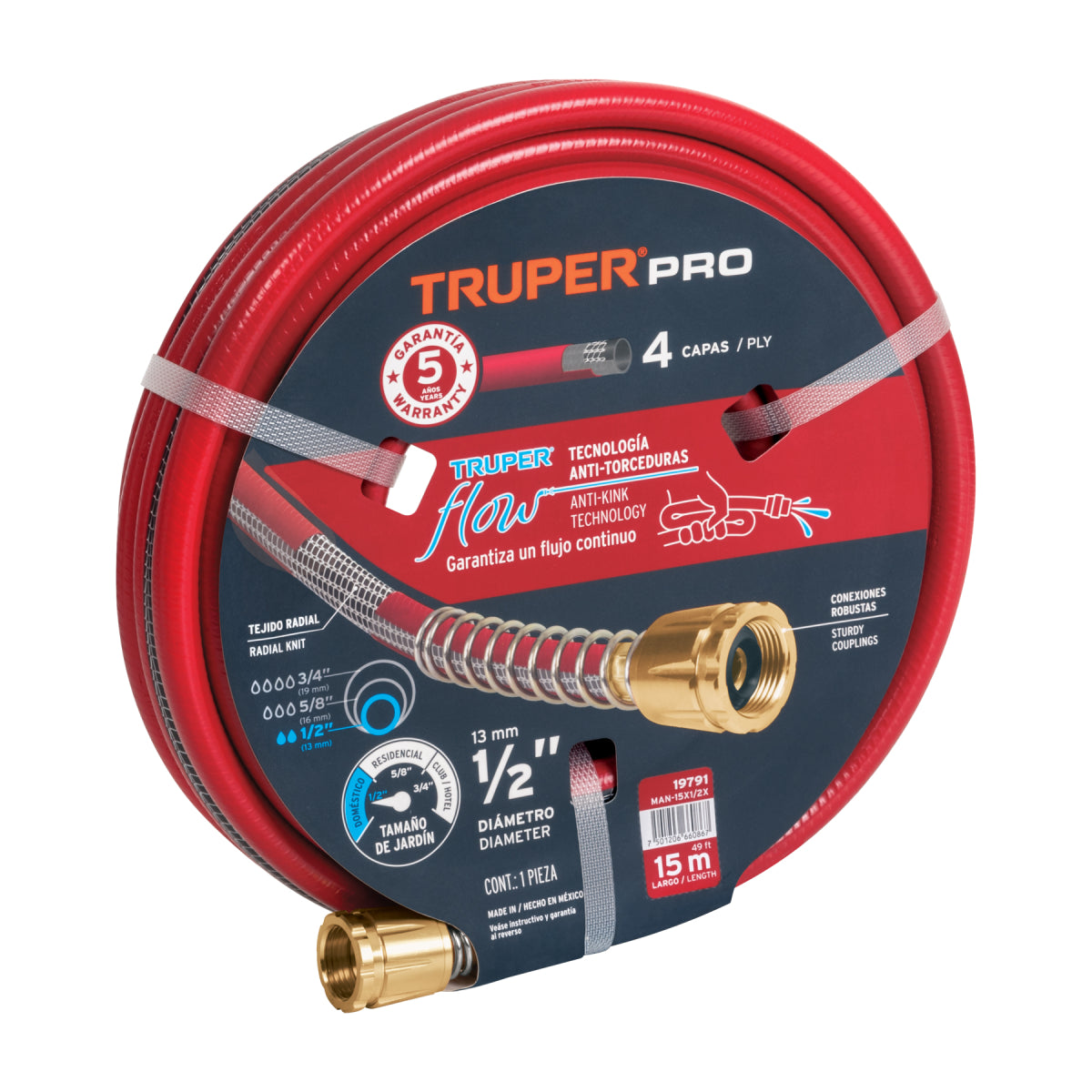 MANGUERA MAN15X1/2X SUPER REFORZADA 1/2 15M TRUP