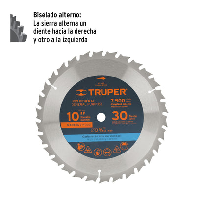SIERRA ST1030 P/MADERA 10 x 5/8 30 DIENTES. TRUPER
