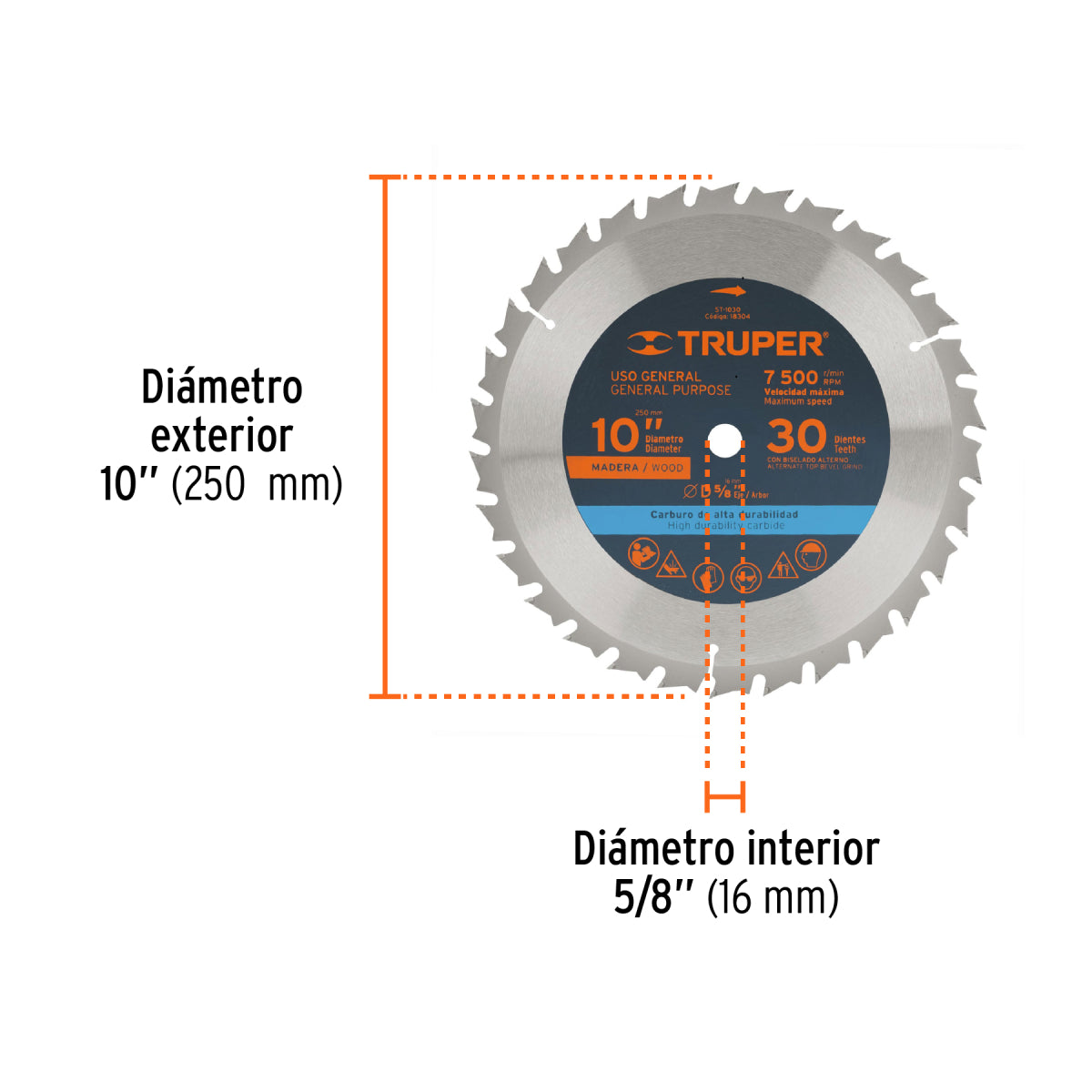 SIERRA ST1030 P/MADERA 10 x 5/8 30 DIENTES. TRUPER