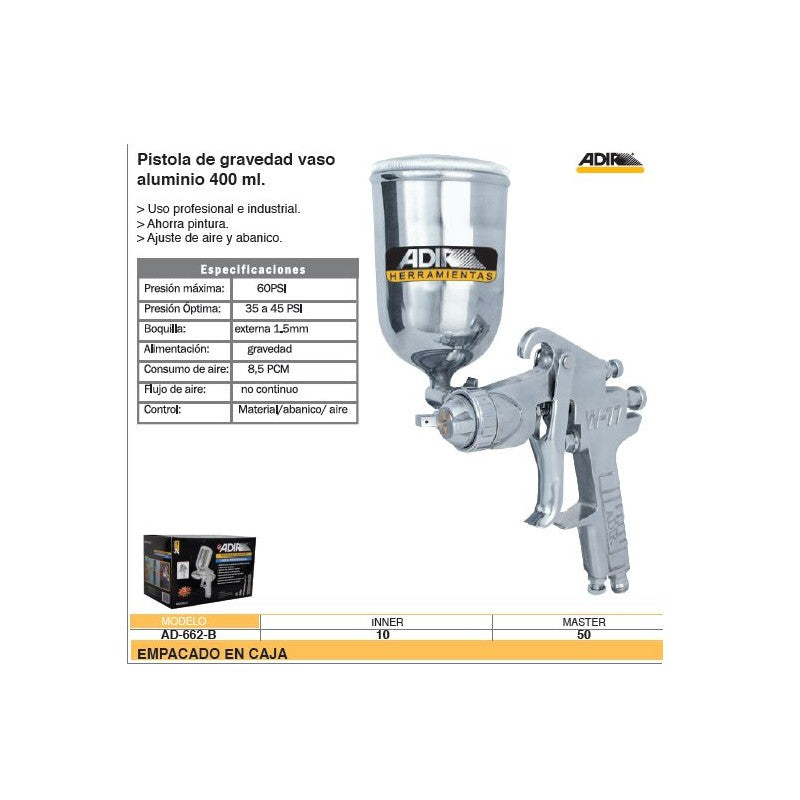 PISTOLA DE GRAVEDAD 662 V/ALUM. 662B ADIR